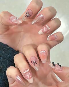 Xu hướng mẫu nail tiểu thư phong cách Hàn Quốc 2025 27 Mau Nail Dinh No Xinh Xan Cho Cac Nang Tieu Thu