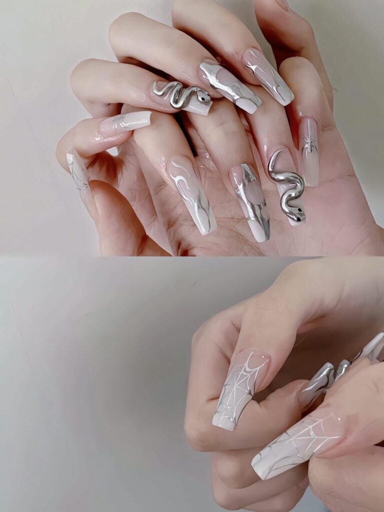 40+ Mẫu Nail Con Rắn Đẹp – Quyến Rũ, Cá Tính Và Thần Bí 2 Mau Nail Ran Noi Hieu Ung Trang Guong 768x1024 (1)