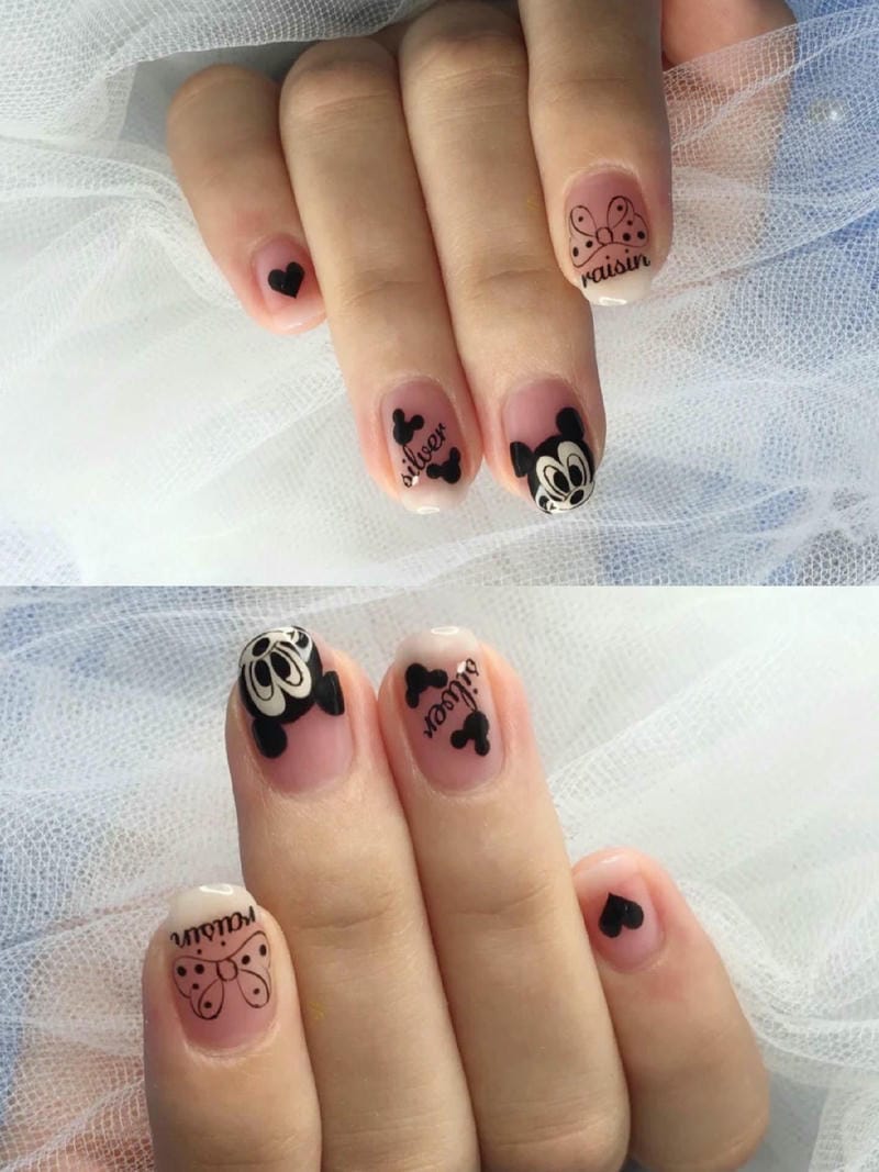 59+ mẫu nail chuột Mickey dễ thương, nổi bật cho nàng mê hoạt hình 5 Mau Nail Ve Chuot Mickey Form Tron Ngan