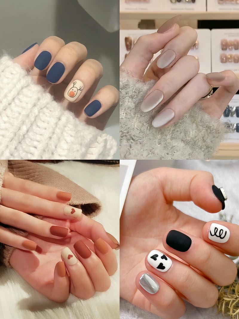 20 mẫu nail nhám cá tính, sang chảnh cho nàng hiện đại 18 Nhung Mau Mong Nham Ve Hinh Dang Yeu