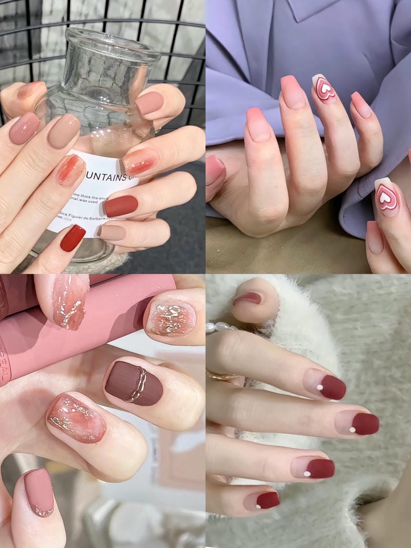 20 mẫu nail nhám cá tính, sang chảnh cho nàng hiện đại 19 Nhung Mau Nail Nham Mix Mau Dep