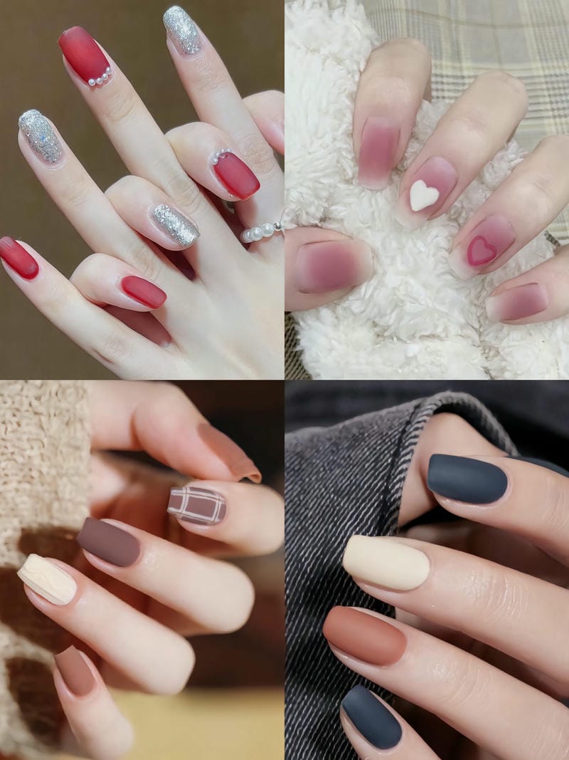 20 mẫu nail nhám cá tính, sang chảnh cho nàng hiện đại 5 Nhung Mau Nail Nham Mix Mau Xinh Xan