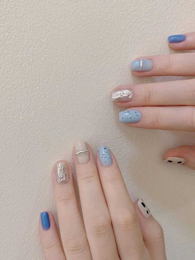 30 Mẫu nail xanh dương pastel nhẹ nhàng cho nàng bánh bèo 7 Nail Xanh Duong 10