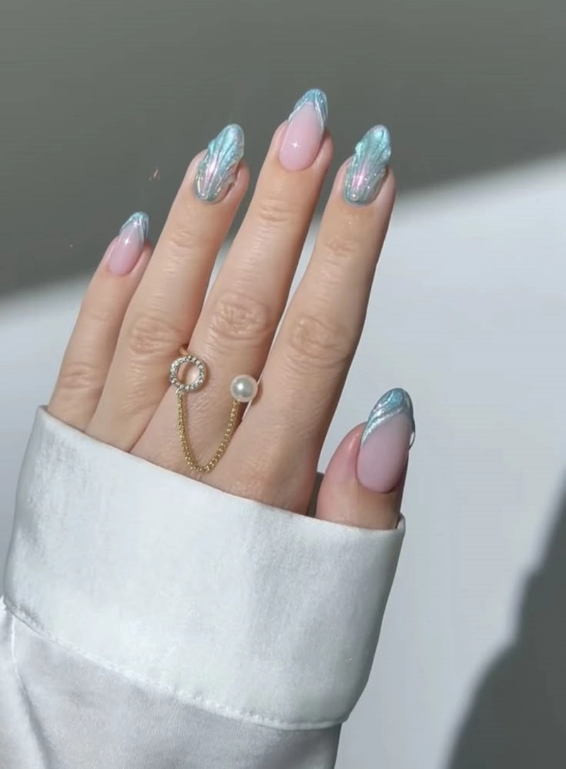 30 Mẫu nail xanh dương pastel nhẹ nhàng cho nàng bánh bèo 23 Nail Xanh Duong 13