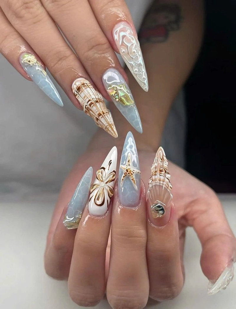 30 Mẫu nail xanh dương pastel nhẹ nhàng cho nàng bánh bèo 10 Nail Xanh Duong 21