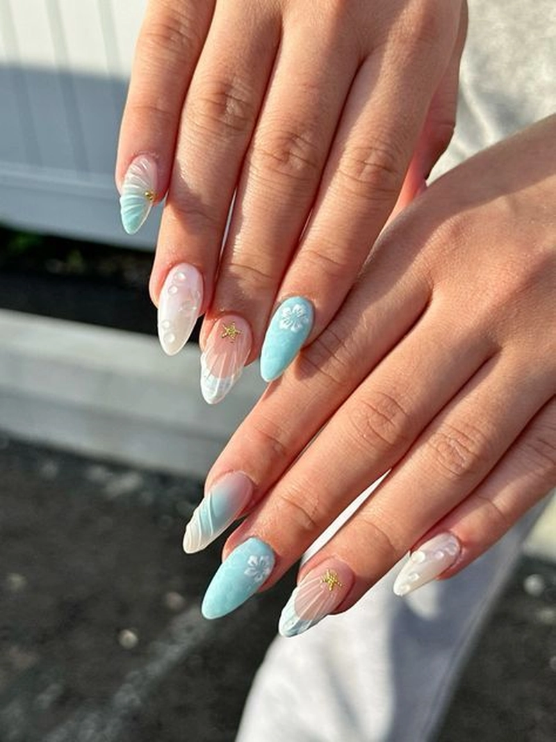 30 Mẫu nail xanh dương pastel nhẹ nhàng cho nàng bánh bèo 3 Nail Xanh Duong 4