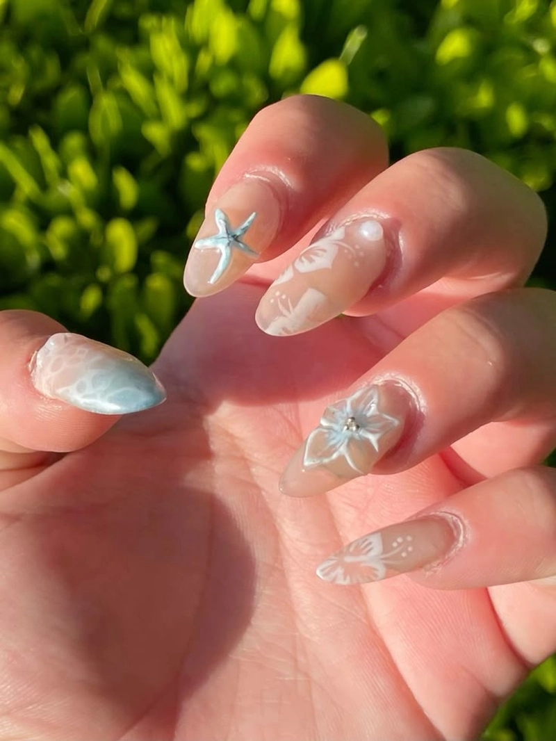 30 Mẫu nail xanh dương pastel nhẹ nhàng cho nàng bánh bèo 4 Nail Xanh Duong 6