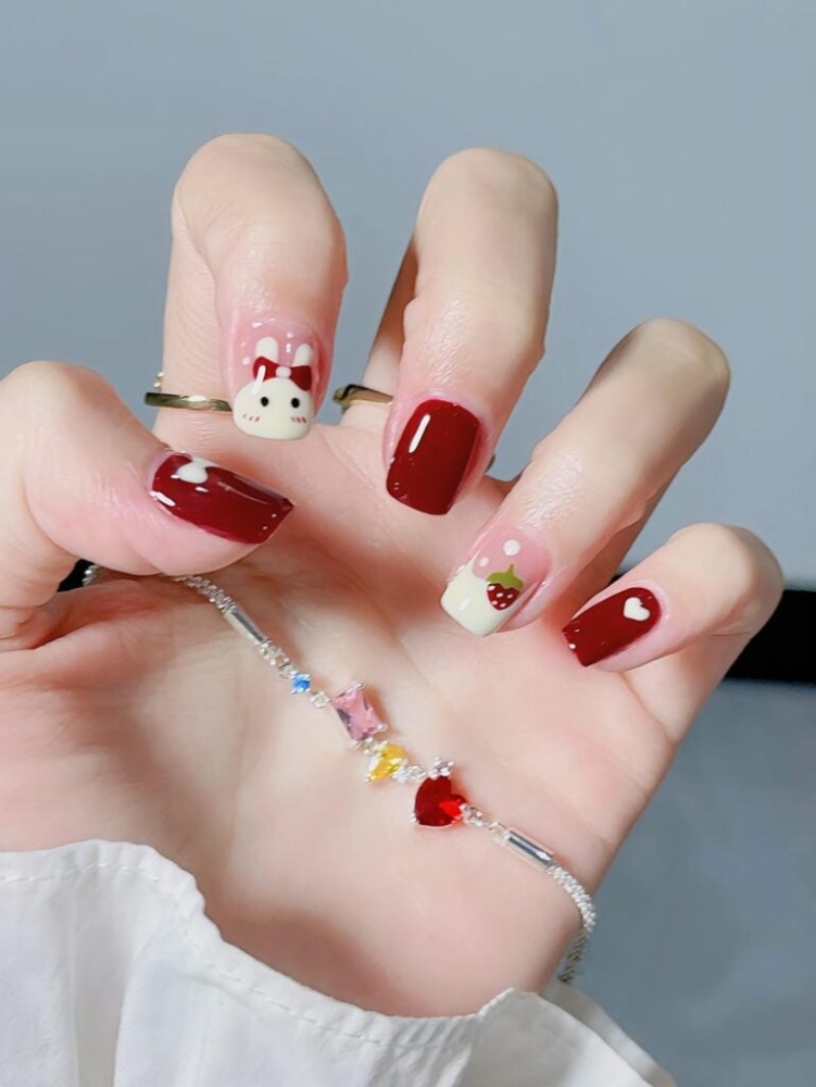 Bộ sưu tập mẫu nail con thỏ dễ thương đáng yêu nhất năm nay Anh Mau Nail Tong Mau Do Noi Bat Cung Hinh Ve Tho Cute 769x1024
