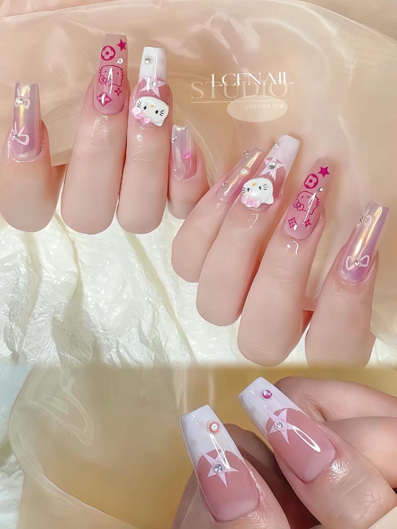 60+ Mẫu Nail Con Mèo Cute Hot Nhất Mau Mail Ve Meo Ket Hop Dinh Charm Don Gian