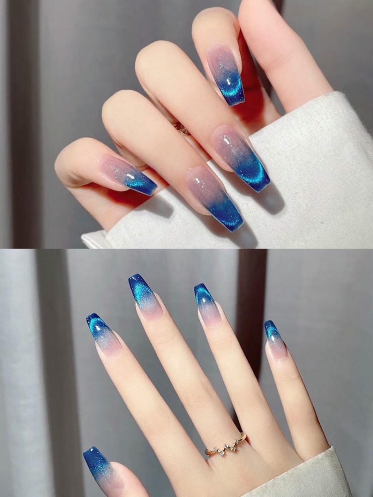 20+ Mẫu nail màu xanh coban sành điệu sang chảnh cho các nàng 2 Mau Mong Mat Meo Xamh Coban