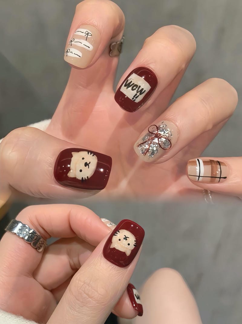 60+ Mẫu Nail Con Mèo Cute Hot Nhất Mau Mong Ve Meo Tone Do Noi Bat