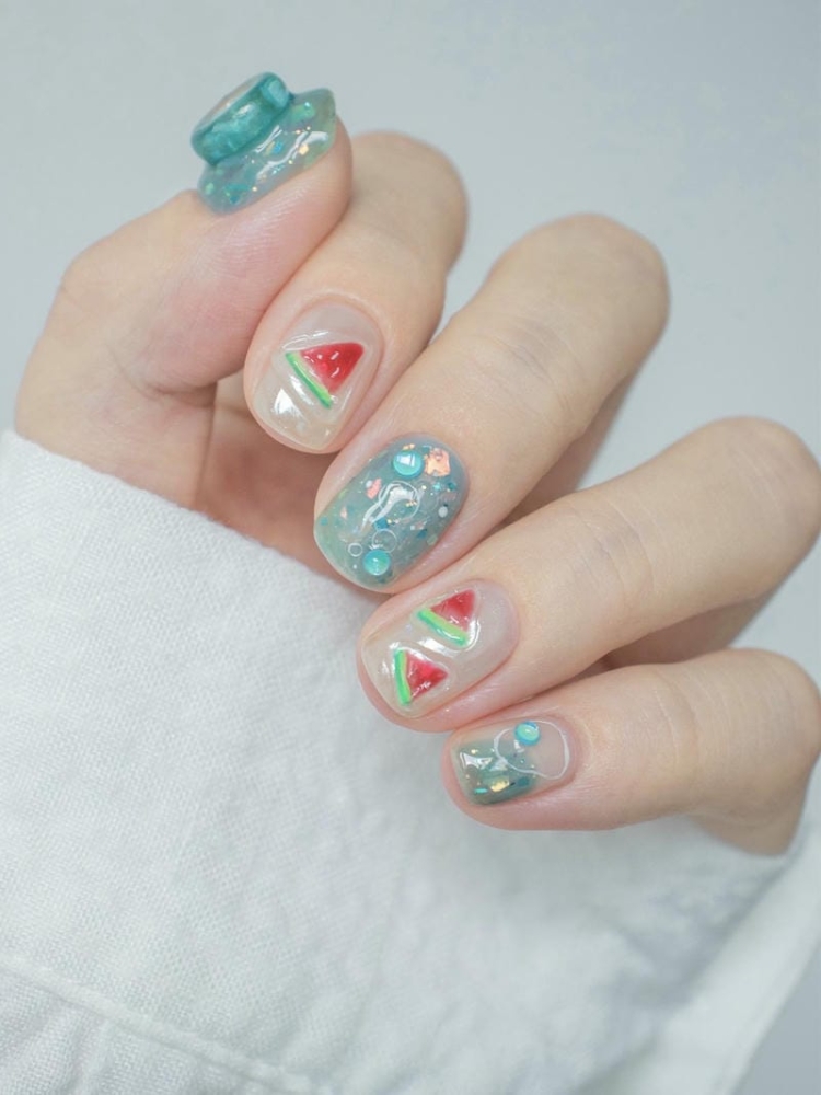 Mẫu Nail Dưa Hấu: Xu Hướng Mùa Hè Tươi Mát, Đáng Yêu 2025 Mau Nail Dua Hau Don Gian