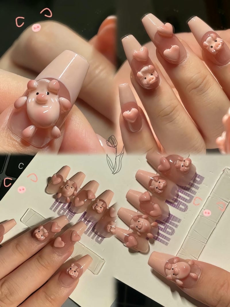 Gợi ý các mẫu nail hình con heo ủn ỉn xinh xắn, đáng yêu 12 Mau Nail Hinh Con Heo Ngo Nghinh Dang Yeu