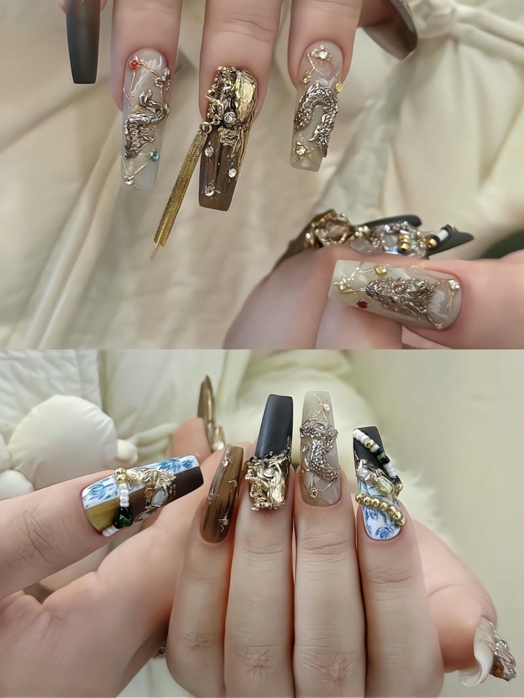 20+ Mẫu nail hình con rồng sang chảnh, độc đáo nhất 12 Mau Nail Hinh Con Rong Mix Mau Dep