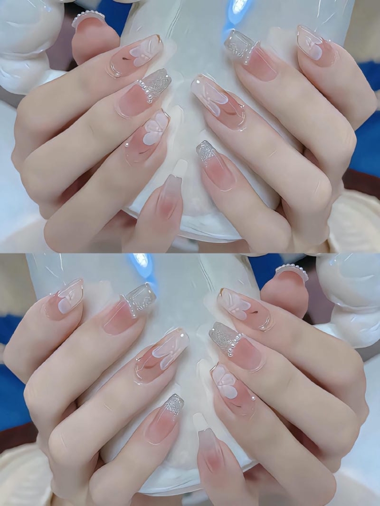 Top những mẫu nail móng thang vuông hiện đại sắc sảo, tôn dáng tay 3 Mau Nail Mong Thang Desgin Dep Nhe Nhang
