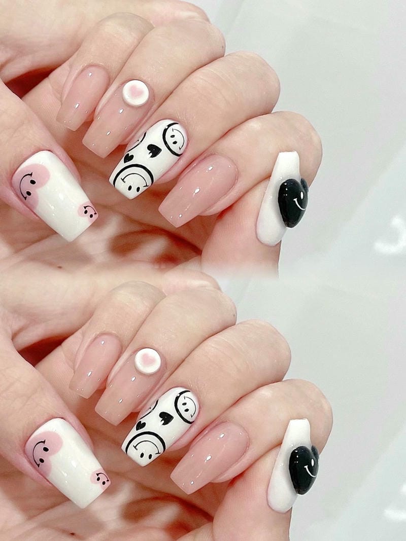 Mẫu nail mặt cười đẹp, dễ thương: Gợi ý hot trend năm 2025 Mau Nail Ve Mat Cuoi Dep
