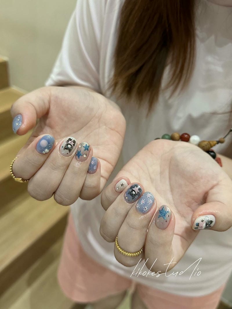 60+ Mẫu Nail Con Mèo Cute Hot Nhất Mau Nail Ve Meo Mix Mau La Mat