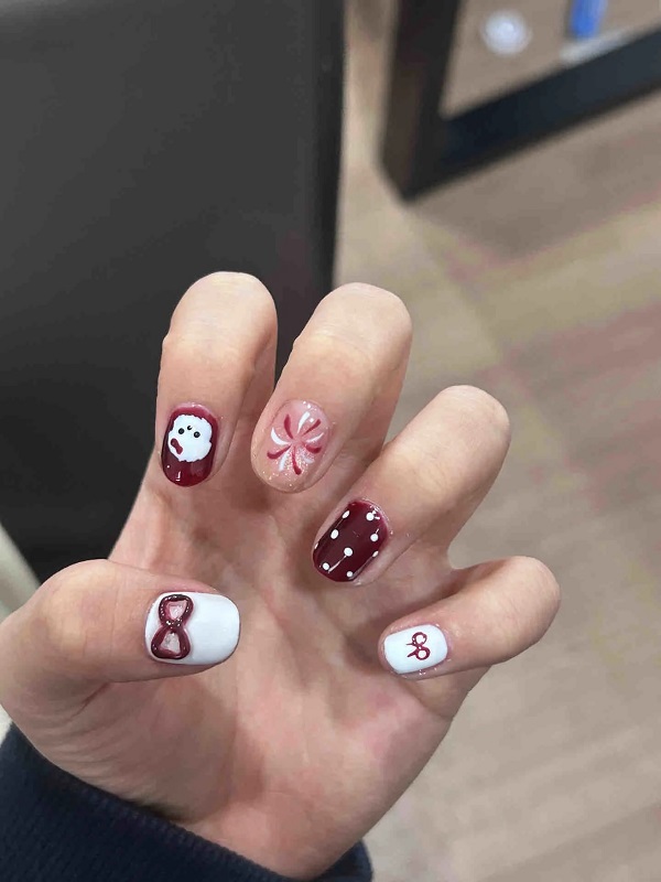 🌺 Mẫu Nail Đỏ Trắng – Sự Kết Hợp “Cháy Phết” Cho Mọi Phong Cách 🌺 24 Nail Do Trang Tong Dam Cho Phong Cach Noi Bat