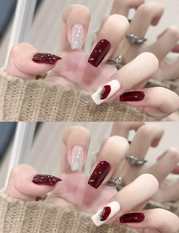 🌺 Mẫu Nail Đỏ Trắng – Sự Kết Hợp “Cháy Phết” Cho Mọi Phong Cách 🌺 7 Nail Mau Do Trang Phong Cach Sang Trong