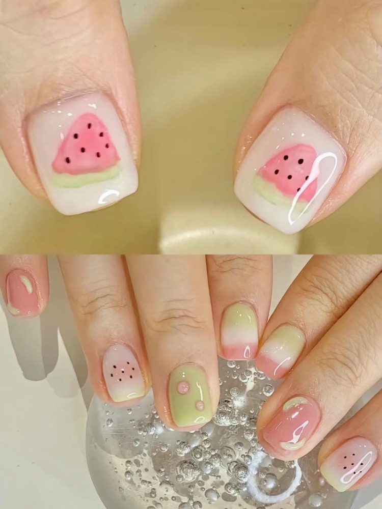 Mẫu Nail Dưa Hấu: Xu Hướng Mùa Hè Tươi Mát, Đáng Yêu 2025 Nail Ve Dua Hau Nhe Nhang Dang Yeu