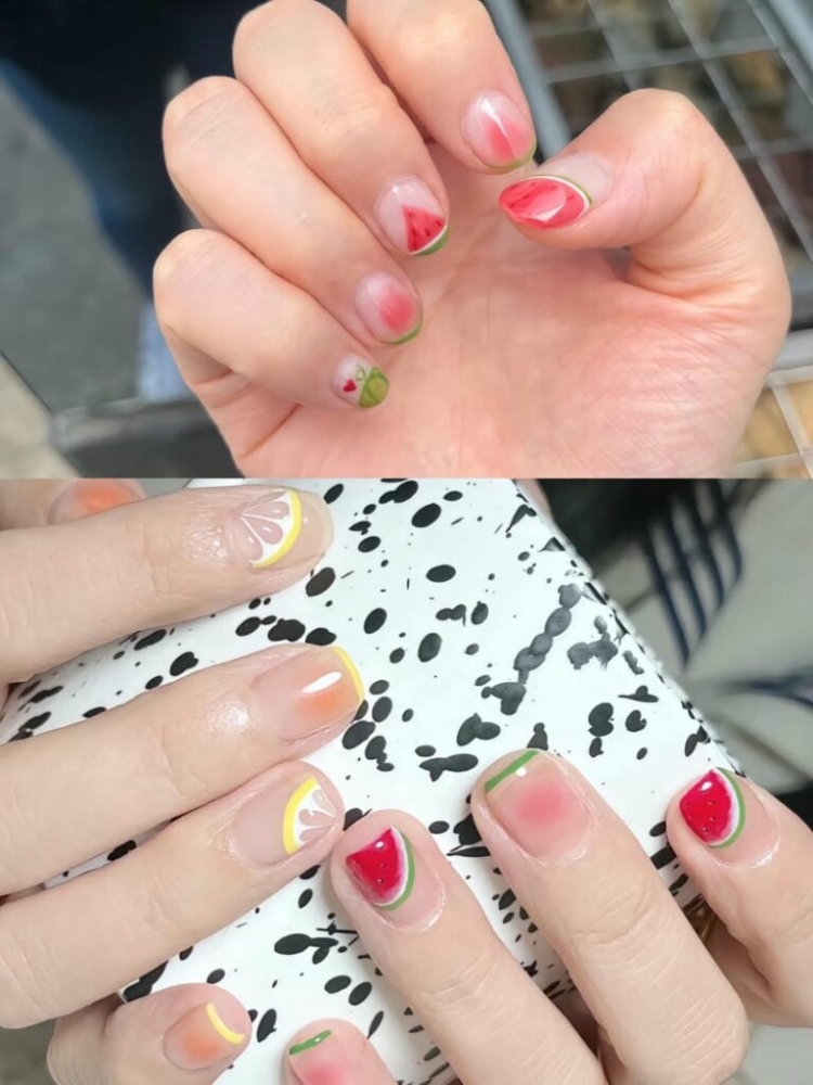 Mẫu Nail Dưa Hấu: Xu Hướng Mùa Hè Tươi Mát, Đáng Yêu 2025 Nail Ve Dua Hau Nhe Nhang Xinh Xan 768x1024
