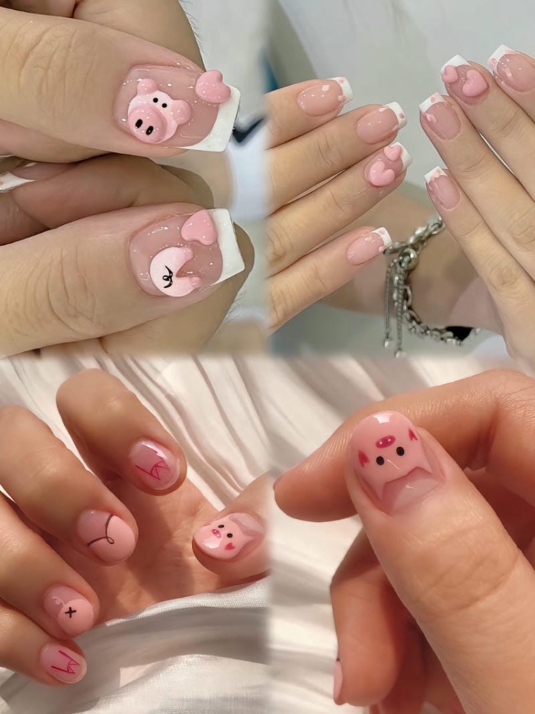 Gợi ý các mẫu nail hình con heo ủn ỉn xinh xắn, đáng yêu 6 Nhung Mau Nail Ve Con Heo Dang Yeu