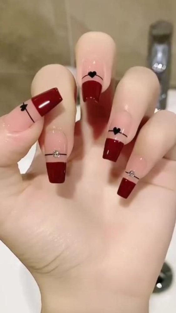 92+Mẫu nail màu đỏ rượu cá tính thu hút 21 Mau Mong Mau Do Dep
