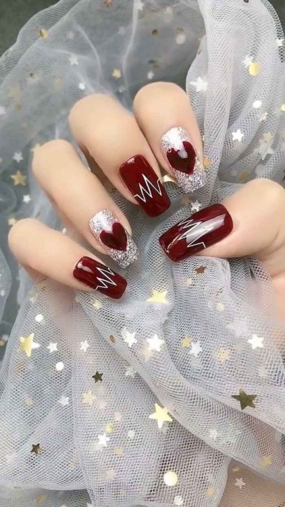 92+Mẫu nail màu đỏ rượu cá tính thu hút 20 Mau Mong Tay Mau Do Dep