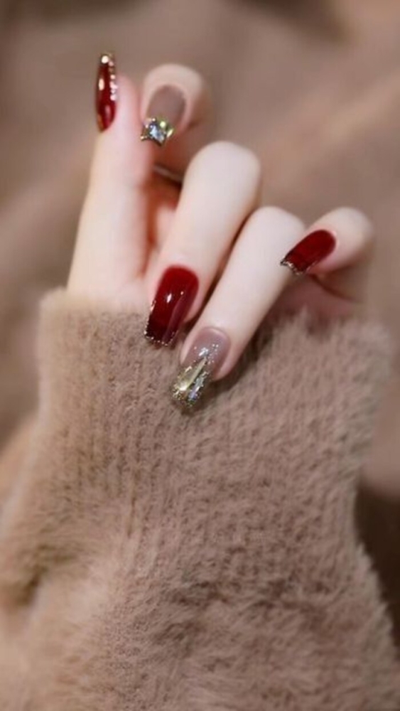 92+Mẫu nail màu đỏ rượu cá tính thu hút 13 Mong Do