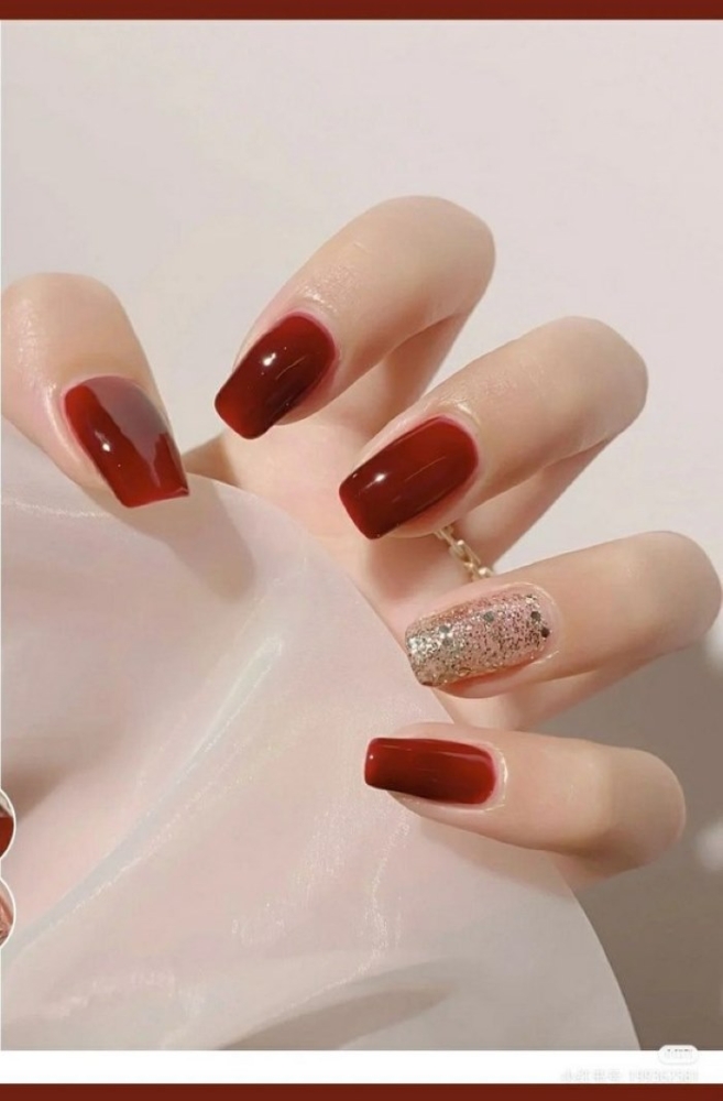 92+Mẫu nail màu đỏ rượu cá tính thu hút 7 Nail Dep Mau Do Nau