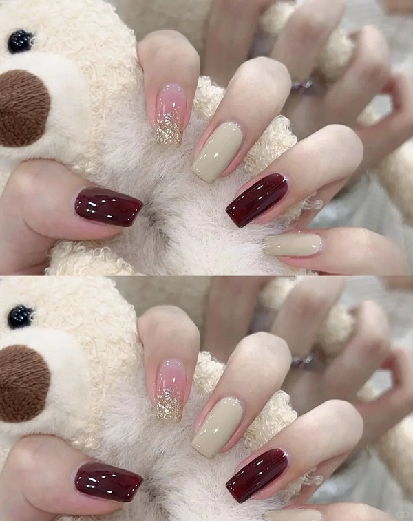 Mau Nail Do Trang Don Gian Ma Tinh Te