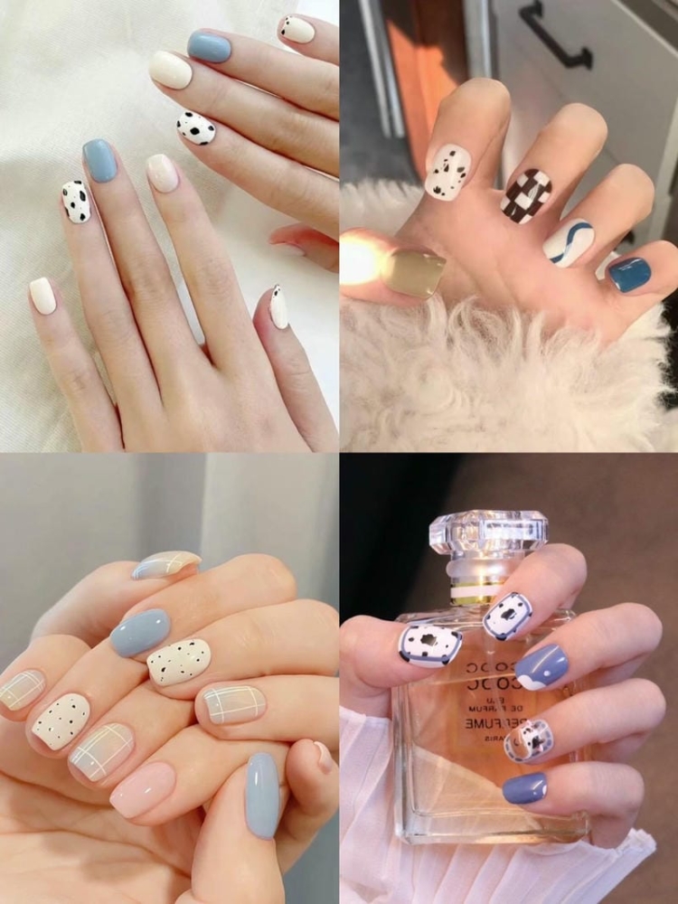 Nhung Mau Nail Trung Cut Mix Mau Nhe Nhang
