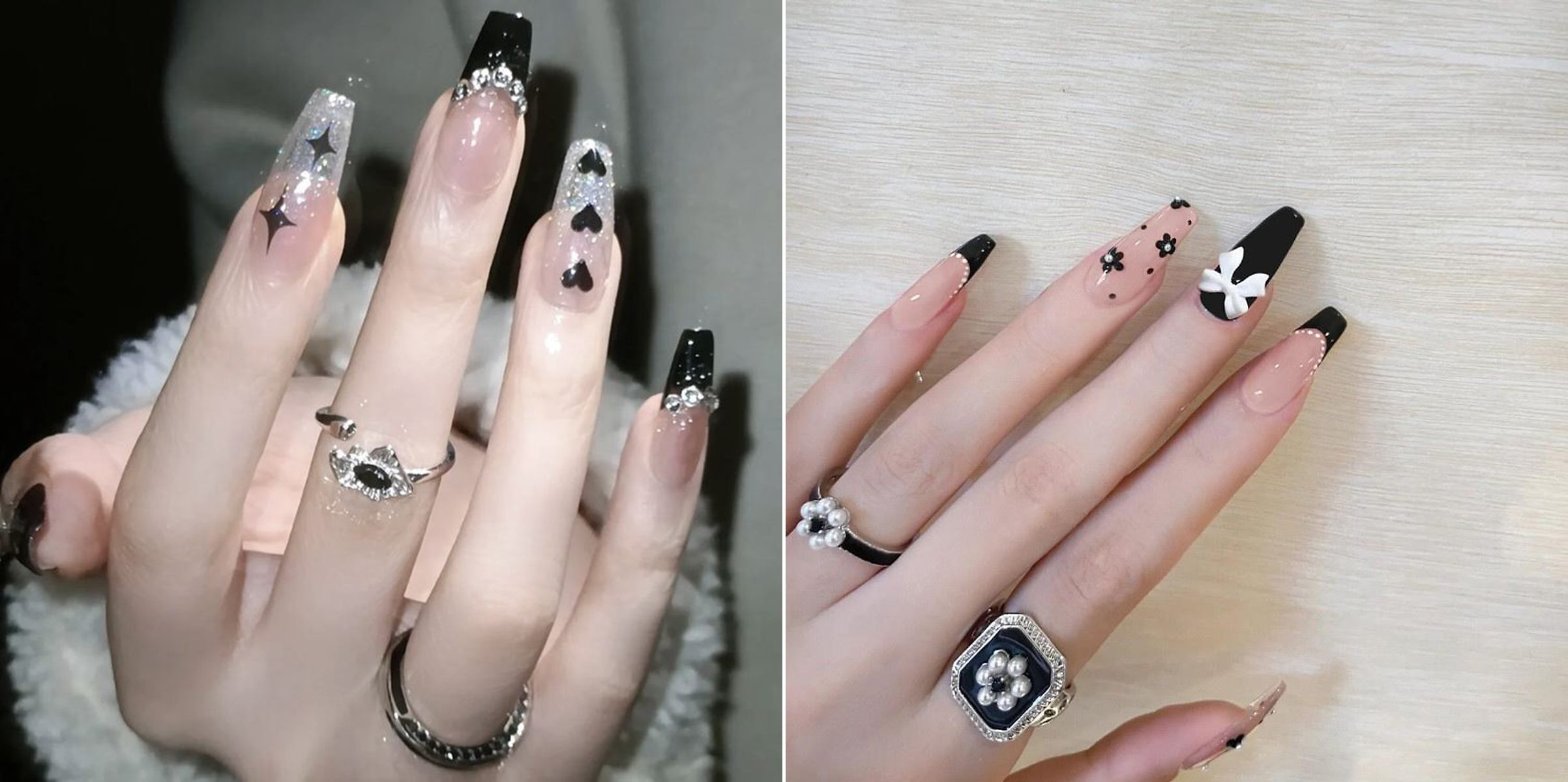 Bộ móng đính đá lấp lánh sang trọng, phù hợp dạ tiệc