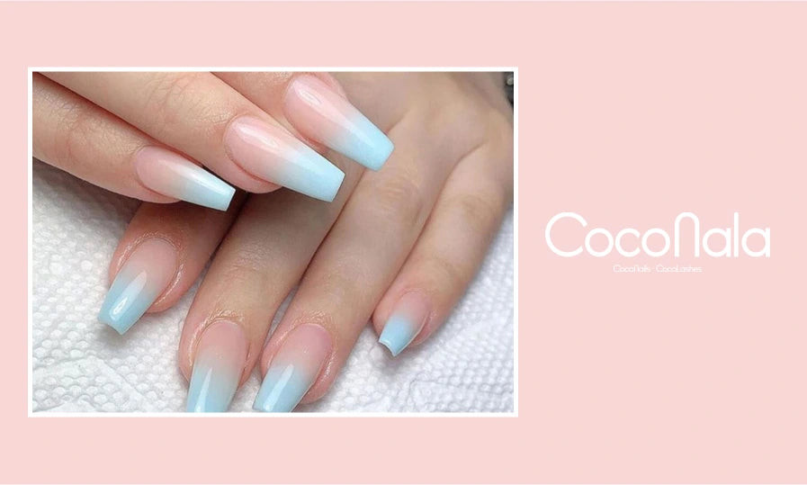 Khám Phá Sự Tinh Tế Của Mẫu Móng Tay Hình Thang Độc Đáo Bộ móng tay hình thang với hiệu ứng gradient chuyển sắc tinh tế