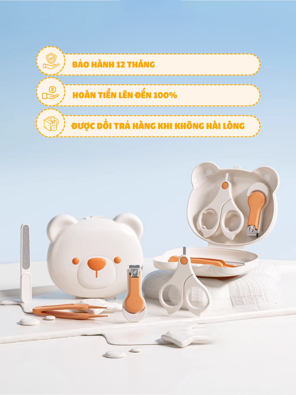 Các dụng cụ trong bộ bấm móng tay đa năng an toàn cho bé