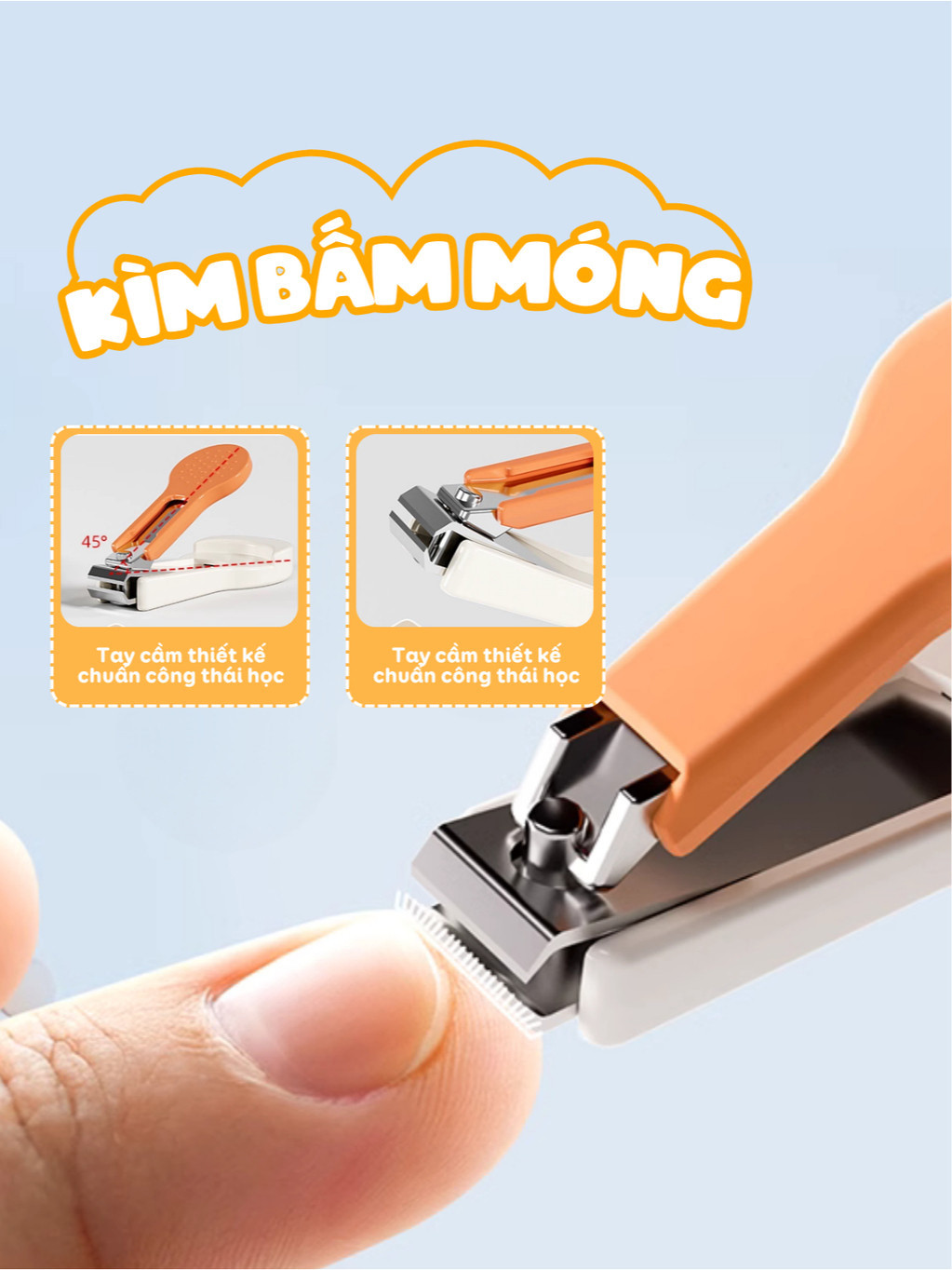 Chăm sóc móng chân cho bé bằng bộ bấm móng tay đa năng tiện lợi