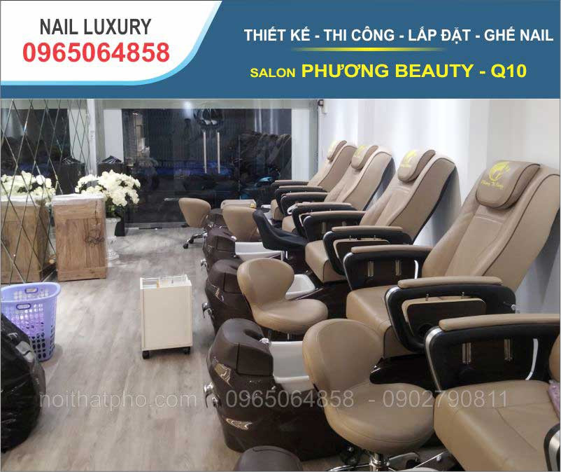 Ghế nail cao cấp tại tiệm nail Phương Beauty sau khi lắp đặt
