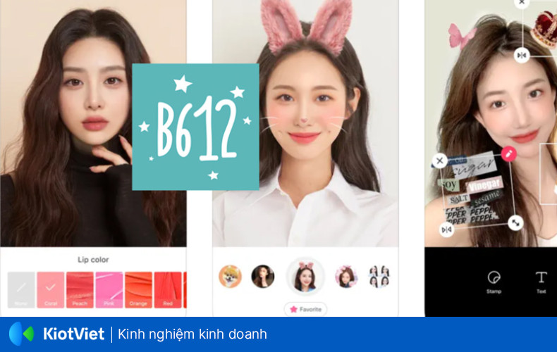 Giao diện app B612 với nhiều filter và hiệu ứng làm đẹp, giúp tạo ra những bức ảnh nail hoàn hảo