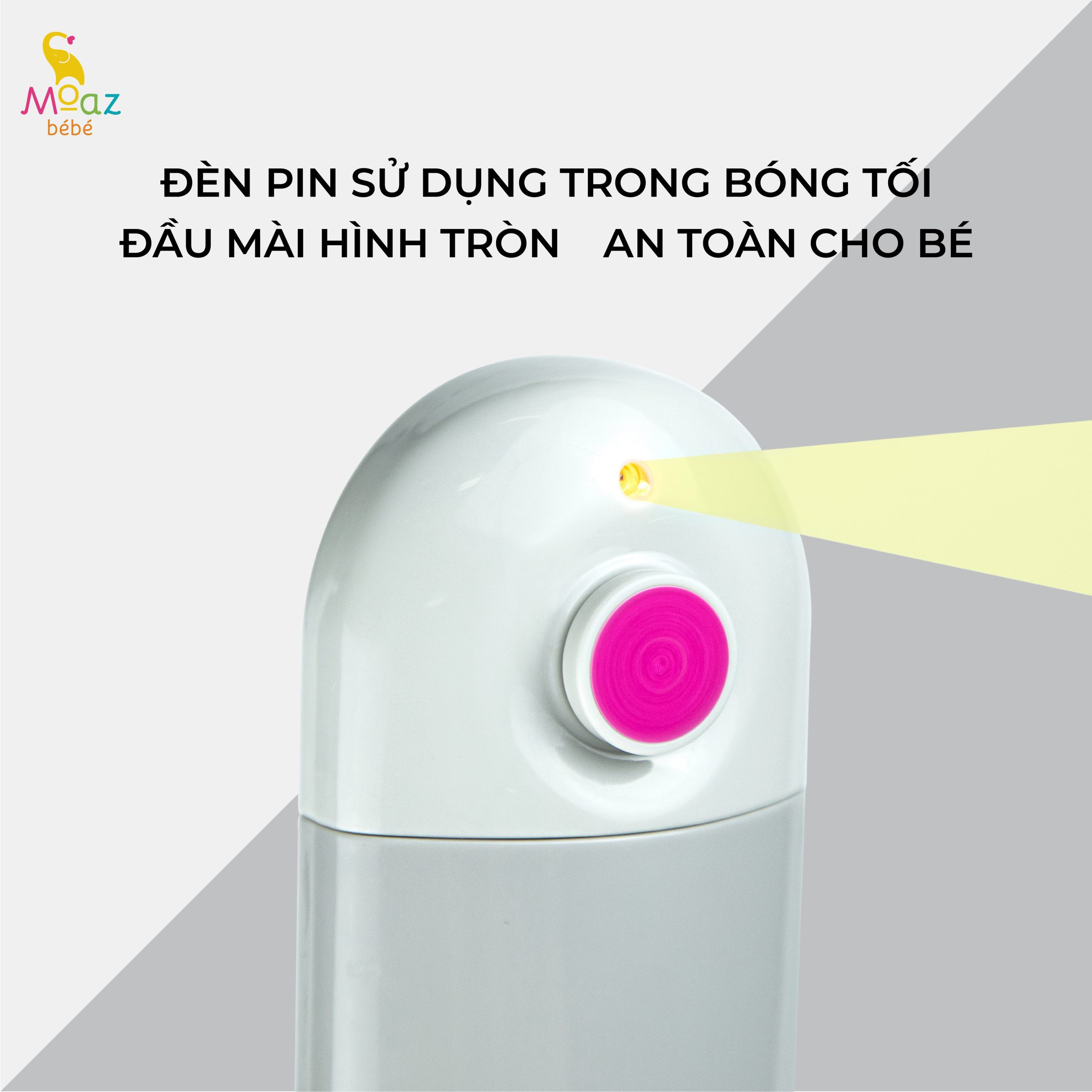Hệ thống đèn pin và nút điều chỉnh trên máy mài móng tay