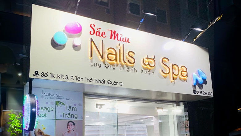 Hình ảnh bảng hiệu nail mi đẹp mặt tiền