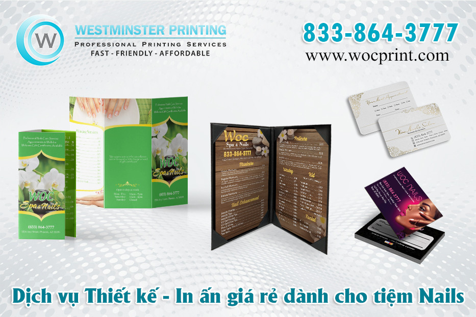 Hình ảnh quảng cáo tuyển dụng thợ nail và các dịch vụ liên quan đến nghề làm móng