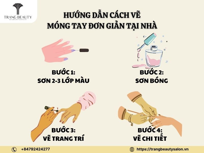 Hướng dẫn vẽ móng tay hình hoa đơn giản