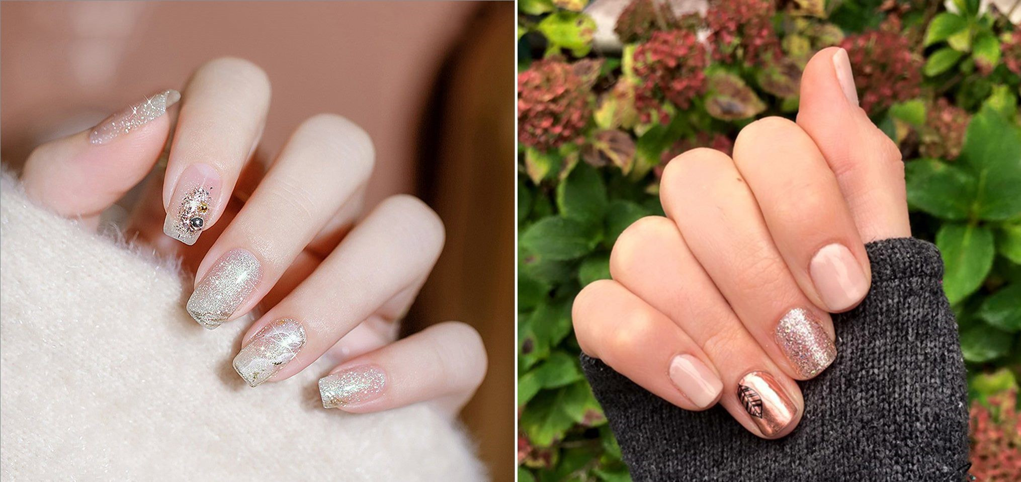 Kiểu móng tay đẹp màu ánh kim nhũ sang trọng, cuốn hút đôi tay