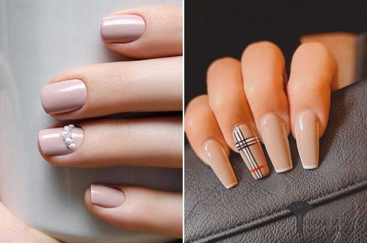 Kiểu móng tay đẹp màu nude thanh lịch, phong cách tây hiện đại