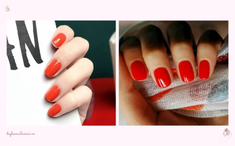 Kiểu móng tay màu đỏ cam năng động