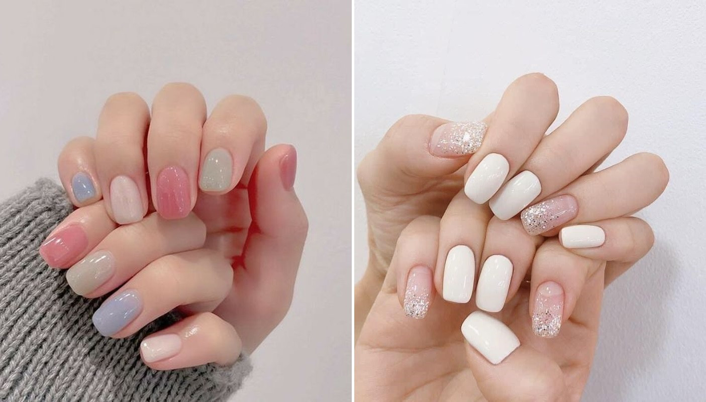kiểu nail đơn giản với tông màu tươi sáng
