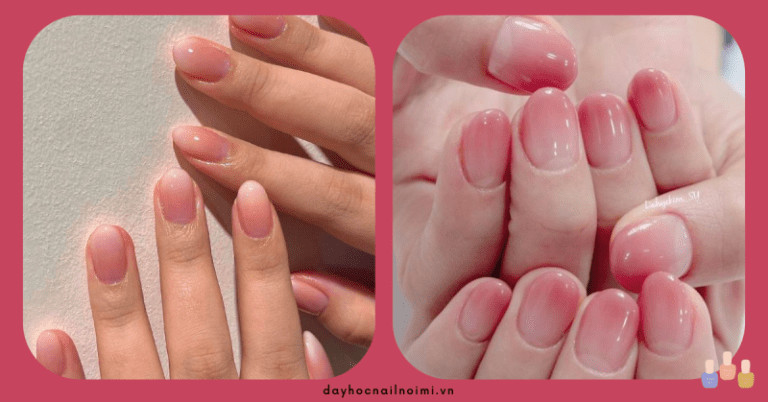Kiểu nail hồng ombre trơn đơn giản nhưng thu hút