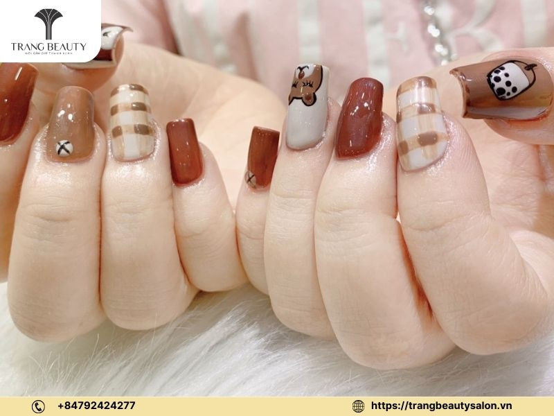 Màu gel móng tay cam đất hiện đại