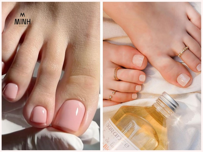 Mẫu móng chân màu nude tự nhiên cho da ngăm