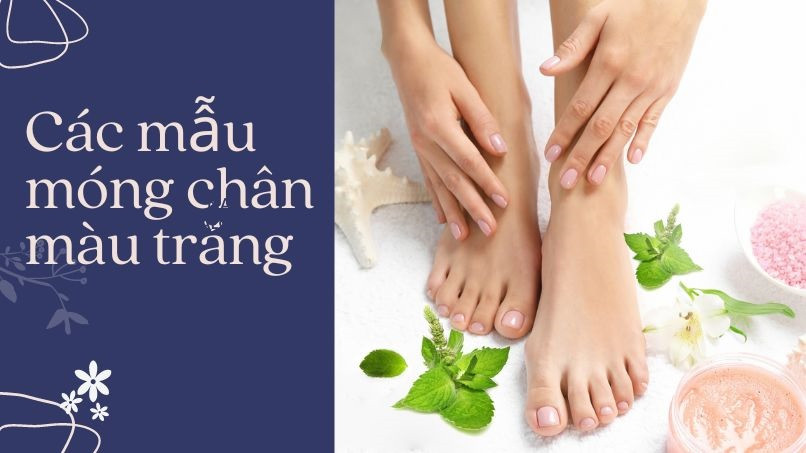 Mẫu móng chân màu trắng French Tip cổ điển